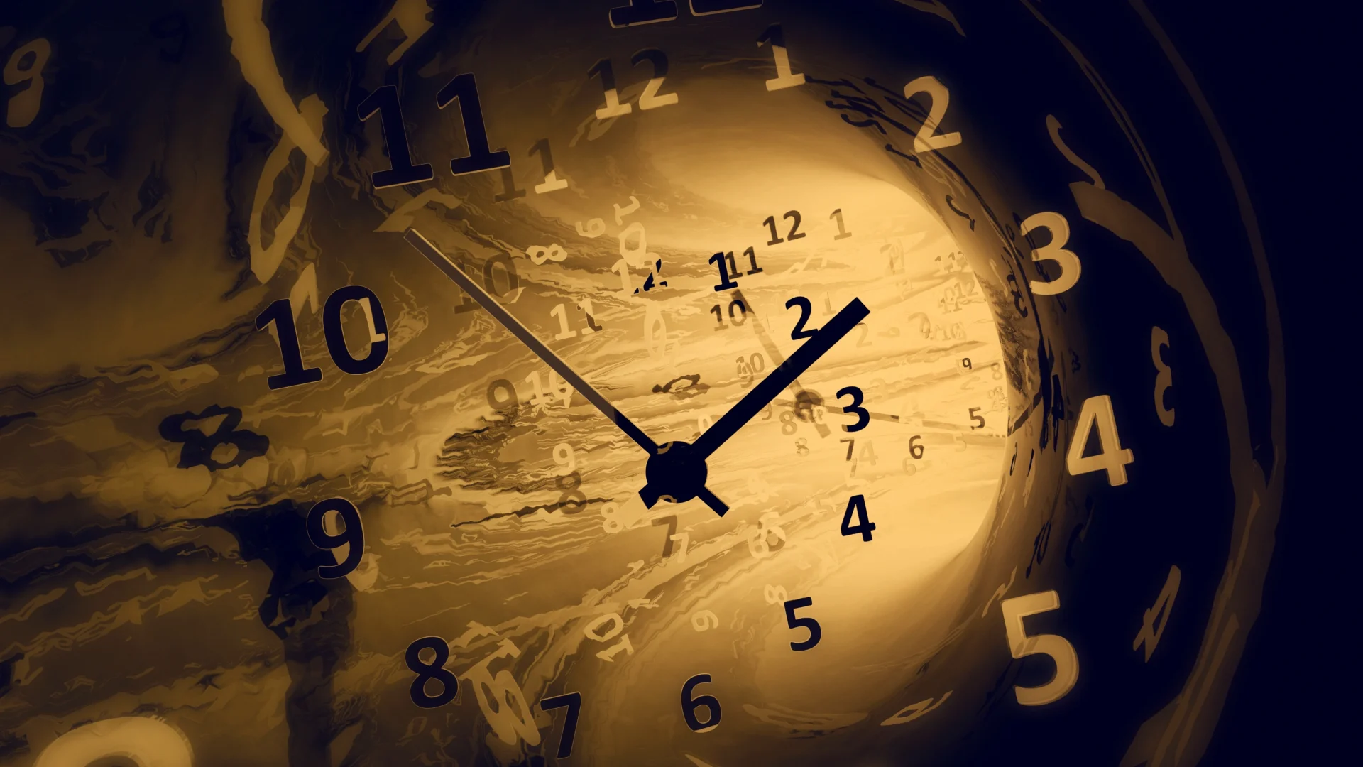A distorted clock representing moving through space and time