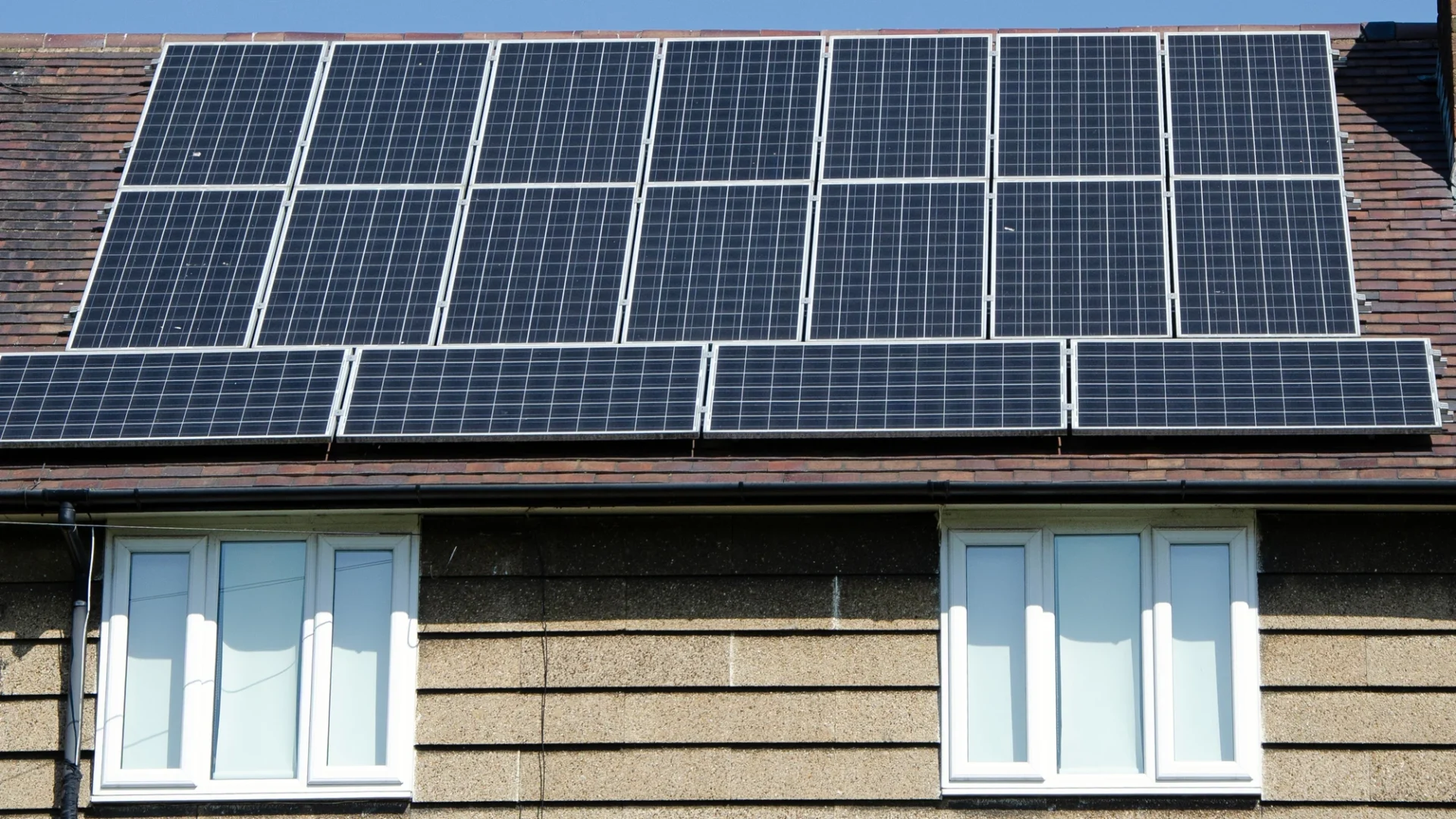 Home exterior with newly installed solar panel on it