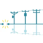 Graphic of a simple, stylized house being “unplugged” from a series of increasingly large power lines