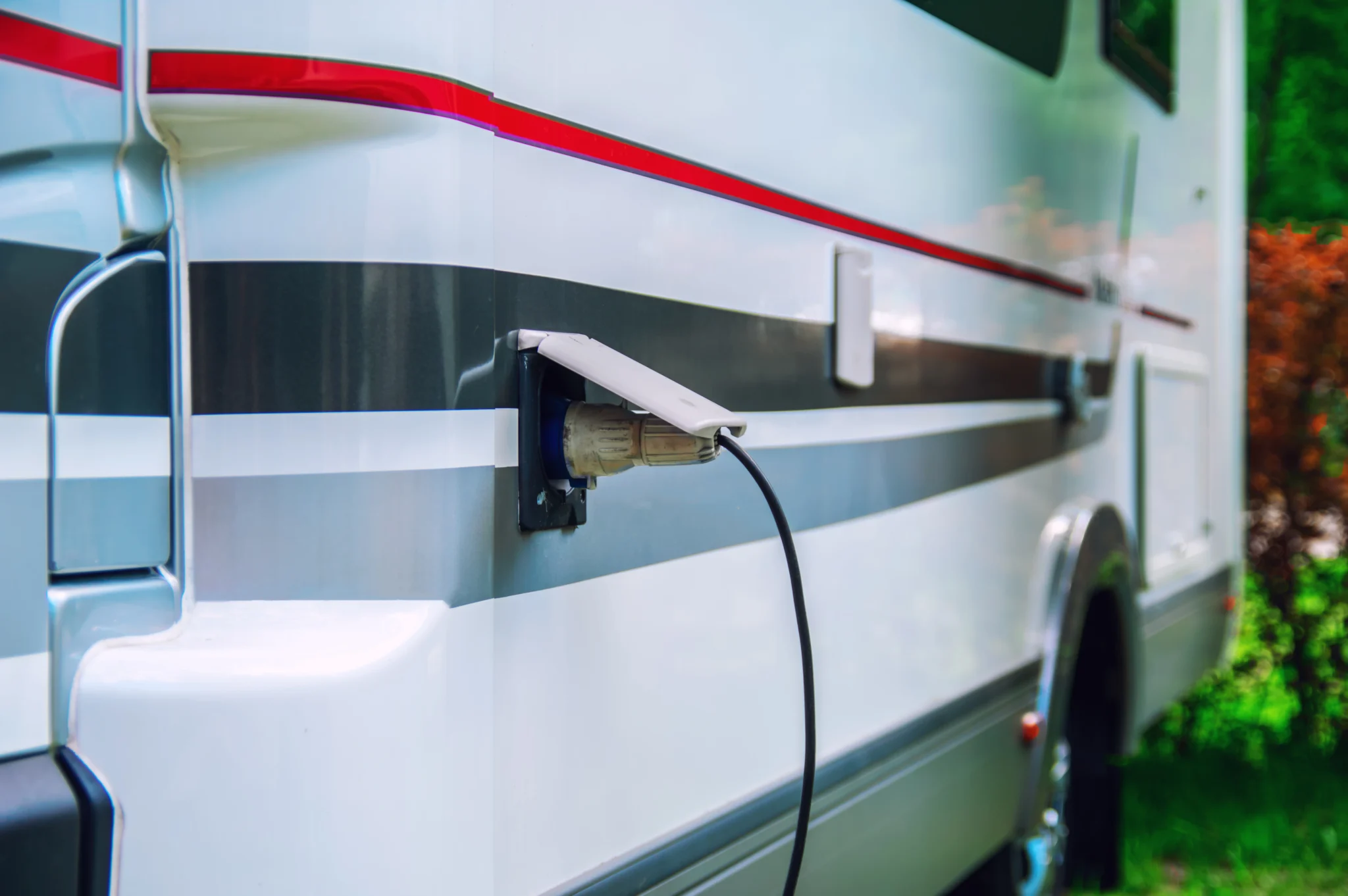 Power cord plugged into RV